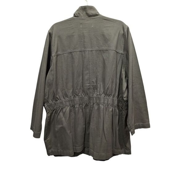 New! Michael Kors Army Green Denim Gold Button Front Longline Jacket, 2X - Picture 6 of 11